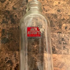 Vintage Jack Astor's Bar and Grill 1/2 liter glass bottle.